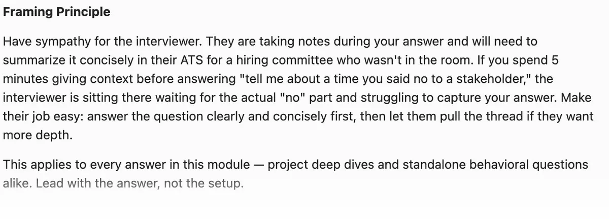 Excerpt from the past project deep dive module