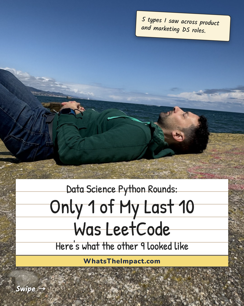 Data science Python rounds: only 1 of my last 10 was LeetCode. Here is what the other 9 looked like.